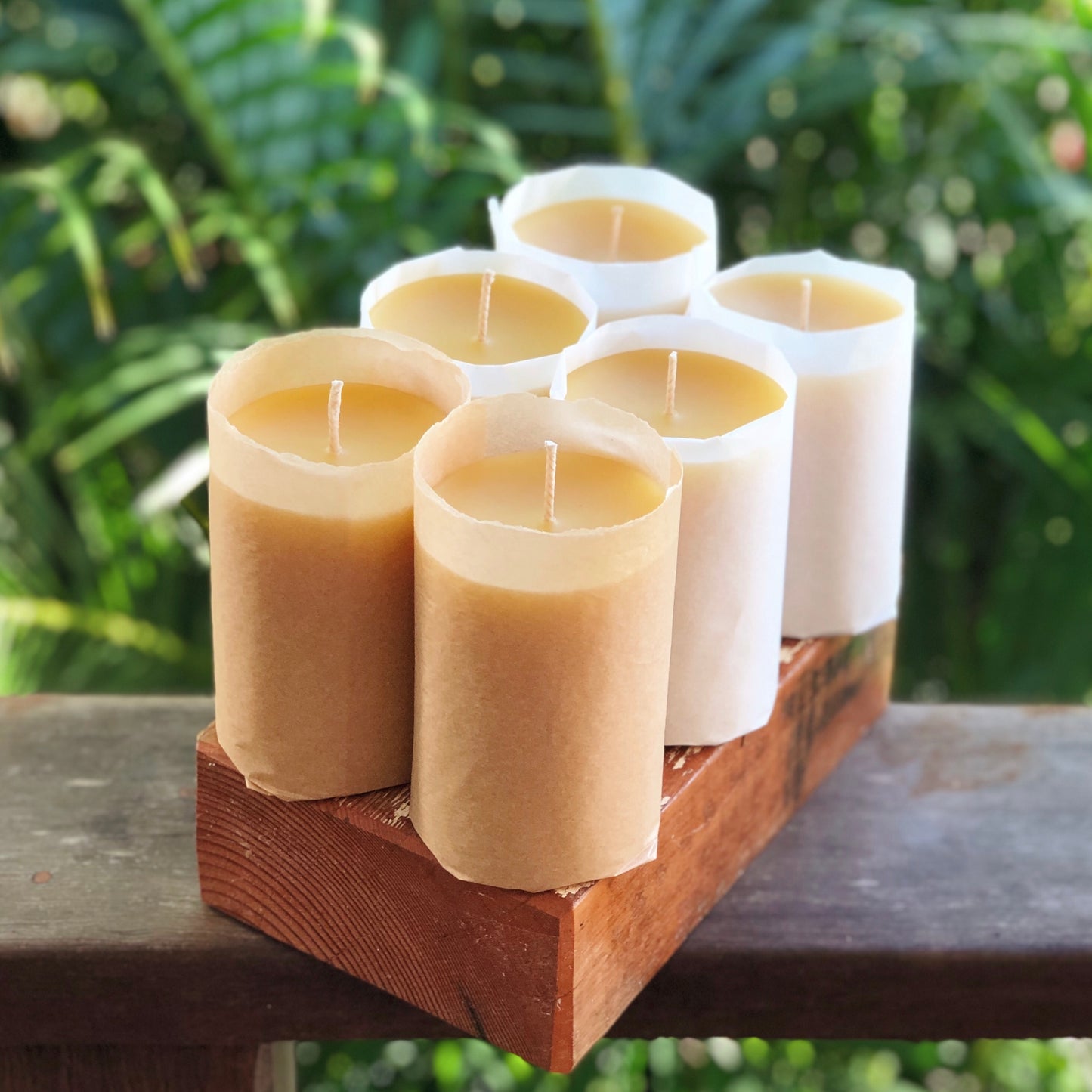 beeswax pillar candles