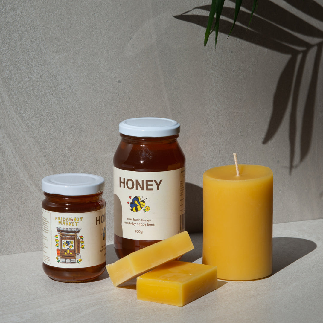 beeswax pillar candles